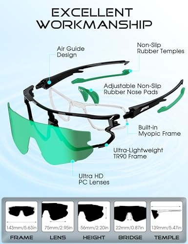 Image of ATTCL Kids Baseball Sunglasses TR90 Lightweight UV400 Youth 8-15 Sports | Ultralight Anti Slip Frame, Reduces Glare, for Cycling, Softball, Outdoors Sun Glasses, UV Protection for Boy Girls
