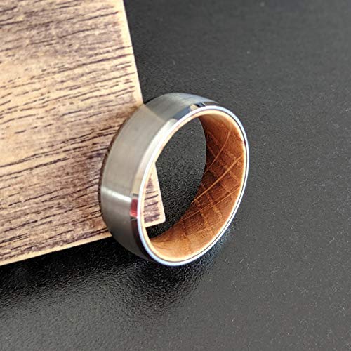 8mm Whiskey Barrel Rings Mens Wedding Band Tungsten and Wood Rings for Men Whisky Wood Wedding Ring