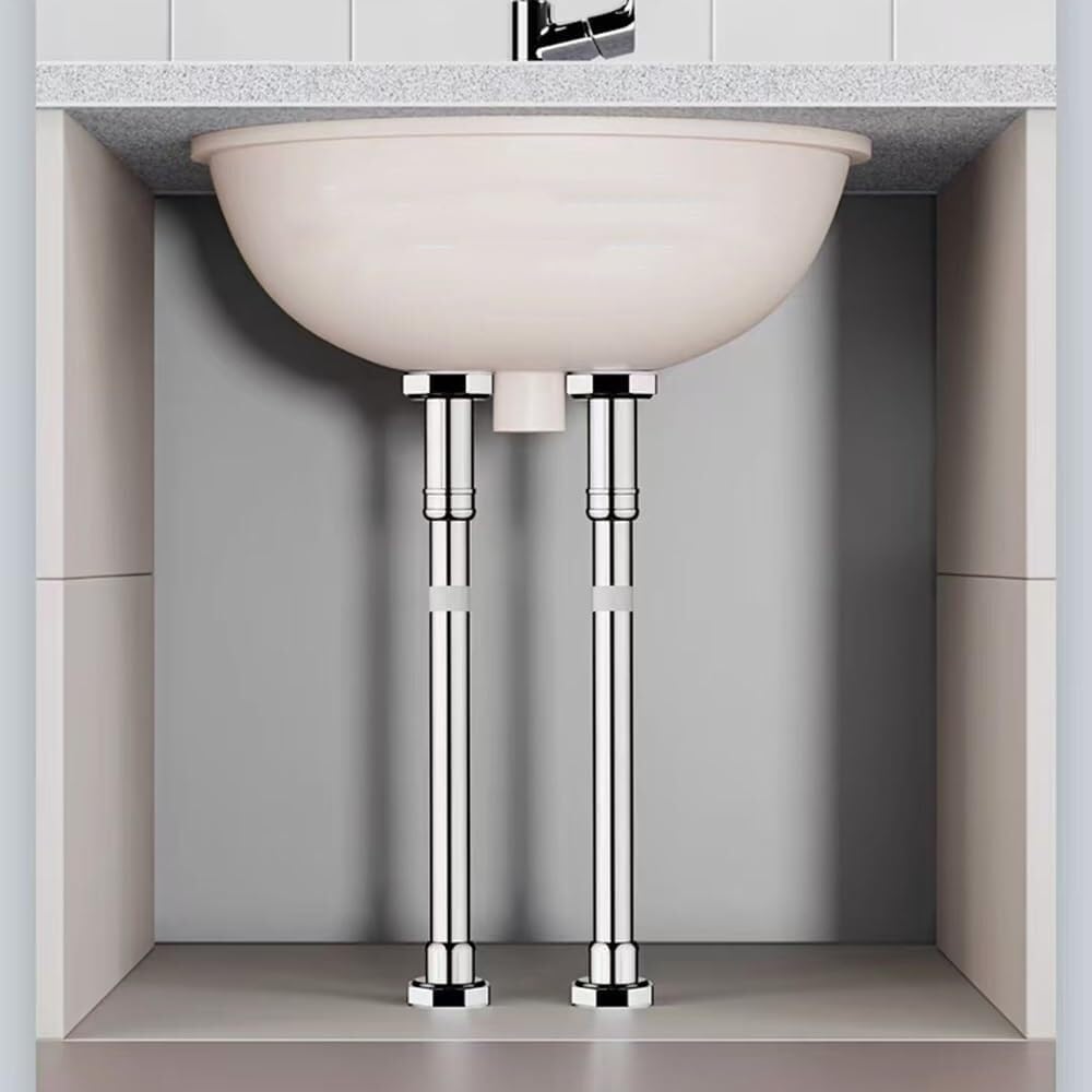 Regulowane nogi, uchwyty podblatowe do umywalek bez wiercenia, pręt podporowy ze stali nierdzewnej do nóg mebli łazienkowych(2*H 35 50cm/14" 20")