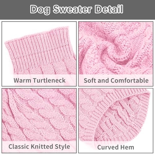 FWLWTWSS Hundepullover, Winter Warmer Hundepulli Rosa-M, L, Klassisch, Einfarbig, Hund, Textil, Pullover, Hundepullover