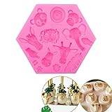 Guratapa Forest Animals Elephant Lion Giraffe Monkey Zebra Hippo Silicone Mold for Fondant Chocolate Molds Ice Cube Gum Clay Biscuit Plaster Resin Cupcake Topper Birthday Party Cake Decor Moulds