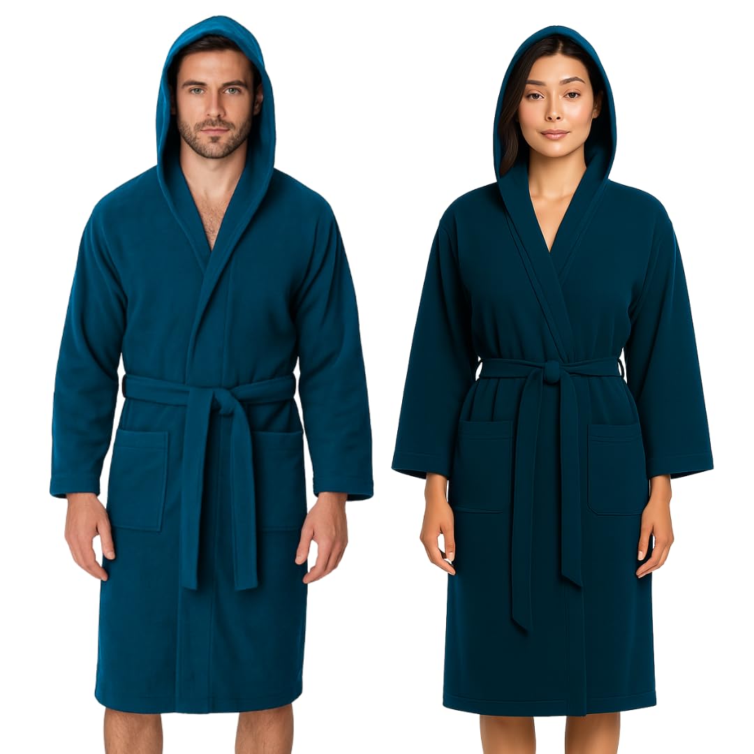 Jenny Sesal - Accappatoio Uomo e Donna in Microfibra Morbido, Leggero, Salvaspazio, a Rapida Asciugatura con Cappuccio, Tasche, Cintura a Passanti e Gancio