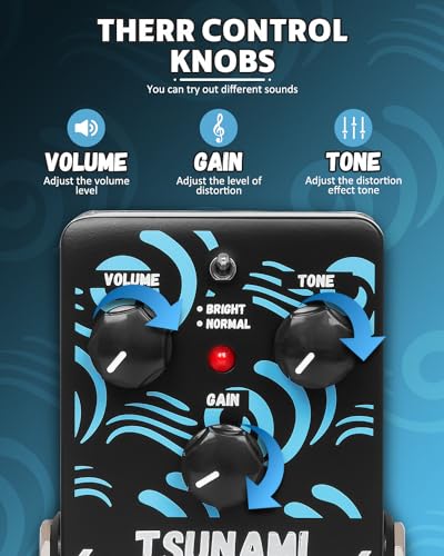 Image of STRICH TSUNAMI Overdrive Guitar Pedal, Blues Drive Vintage Overdrive Warm /Hot Modes, True Bypass for Electric Guitar, Black