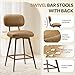 MALOL Swivel Bar Stools Set of 4, Mid Century PU Leather Counter Height Bar Chairs with Low Back and Metal Legs, Modern Bar Stool Chair for Kitchen Island, Brown