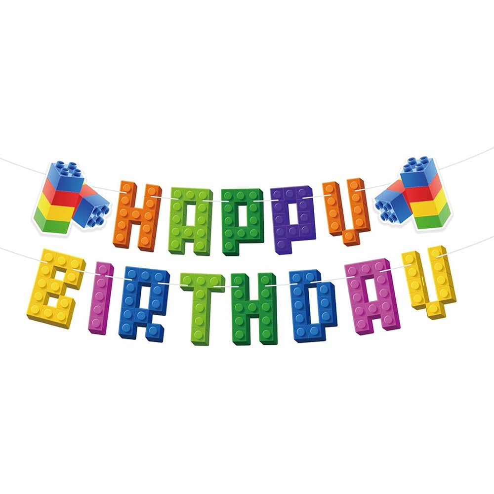 Building Block Birthday Party Supplies Banner Baby Boy Toddler Kids Birthday Decorations The Perfect Decoration for Your Party