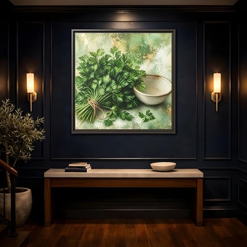 Tableau persil cuisine : impression sur toile 90x90 cm pour coin petit-déjeuner convivial - 4
