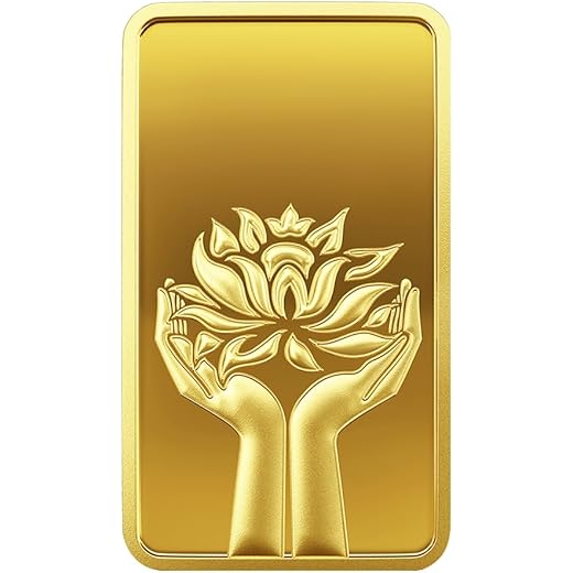 24K (999.9+) Purest 1 Gram Gold Bar, Lotus 1 gm Coin