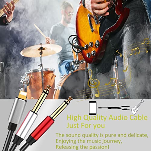 Wuserning Ios Port To 2-Male 6.35Mm (1/4 Inch) Ts Mono Stereo Y-Cable Splitter Compatible For Iphone,Ipad,Ipod,Amplifier,Mixing Console,Speaker,Etc(6.6Feet) #TOP5