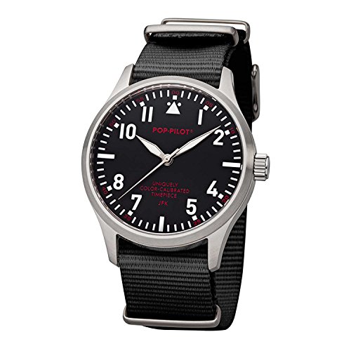 pop-pilot ® JFK – Wristwatch Men's, Nylon Strap Black