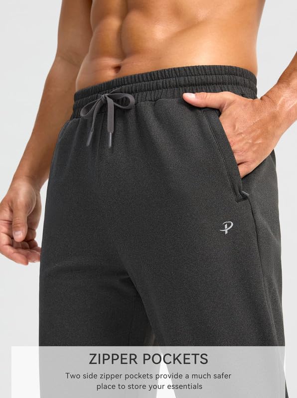 Pudolla Men's Fleece Lined Sweatpants with Zipper Pockets Winter Warm Water Resistant Athletic Pants for Workout Running - Image 2