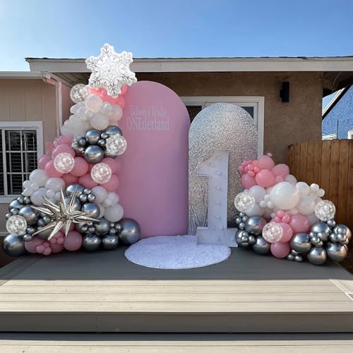 Image of Pink Winter Wonderland Christmas Balloons, for Princess Snow Party Balloon