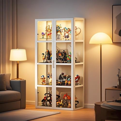 Poxvythb vitrine vitrine pour Collection Vitrina Cristal Vitrina Madera Vitrina de Colección de Acrílico, Vitrina Hecha A Mano para Oficinas, Dormitorios sin luz.(62x33x130cm/Blanco)