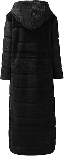 Miniatura 5 de Abrigos de parka cálidos para mujer, de lujo, de piel sintética, esponjosos, para invierno, a la moda, con capucha, longitud completa, con bolsillos