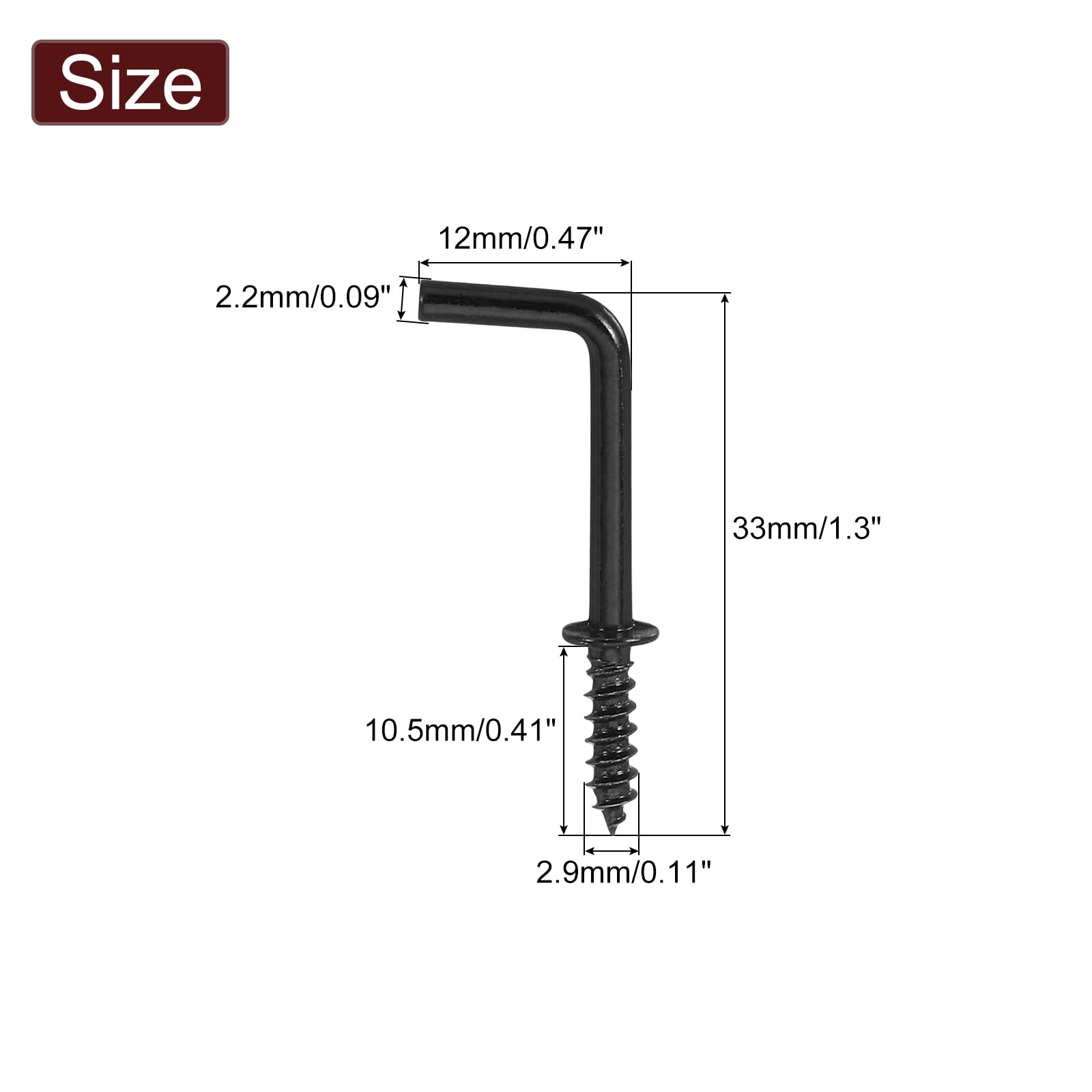QUARKZMAN Ganci ad Angolo Retto, 40pz 3/4" Ganci a Vite a Forma di L Avvita Ganci, Ganci a Vite ad Angolo Retto in Metallo a Forma di 7 per Appendere, Nero