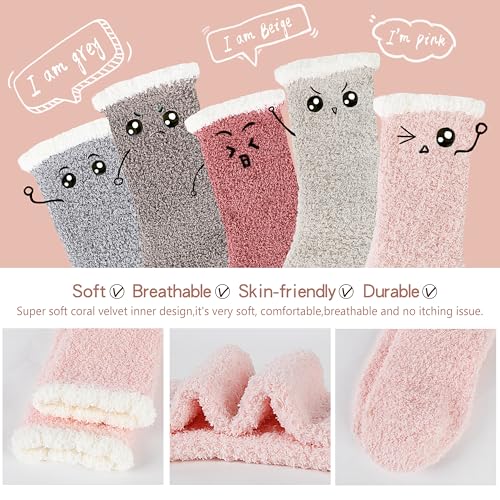 Image of EBMORE Womens Fuzzy Socks Fleece Fluffy Cabin Plush Warm Sleep Soft Cozy Winter Adult Socks