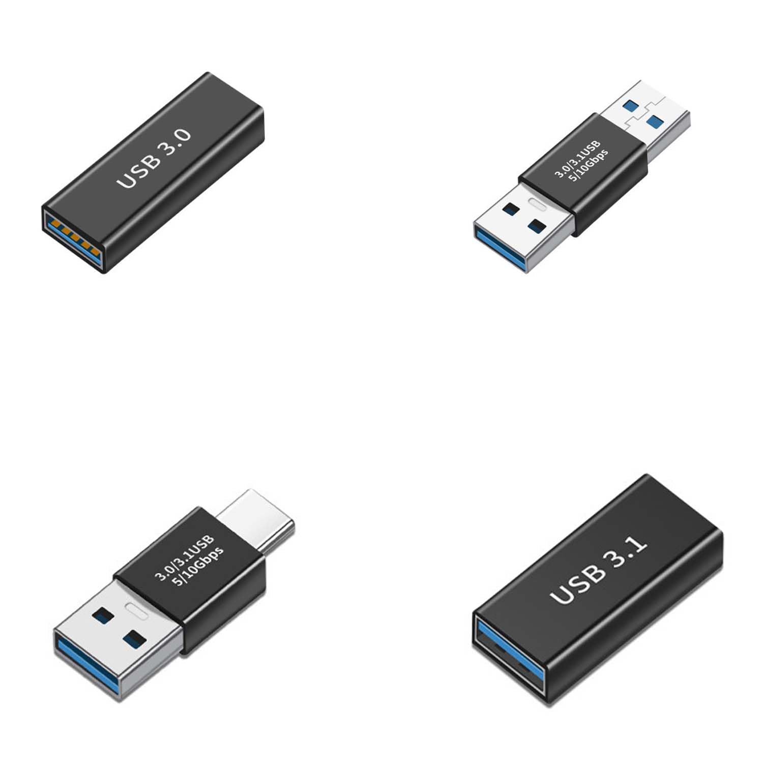 HAOQUOOU (4 Pieces USB 3.0 Adapter kit, Support Charging and Data Transfer, high Speed Extended Conversion Connector Connector