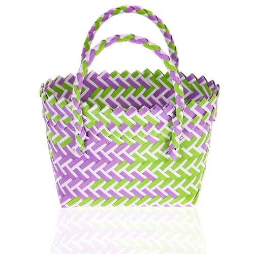 Panier tressé léger et réutilisable en PVC avec poignée solide