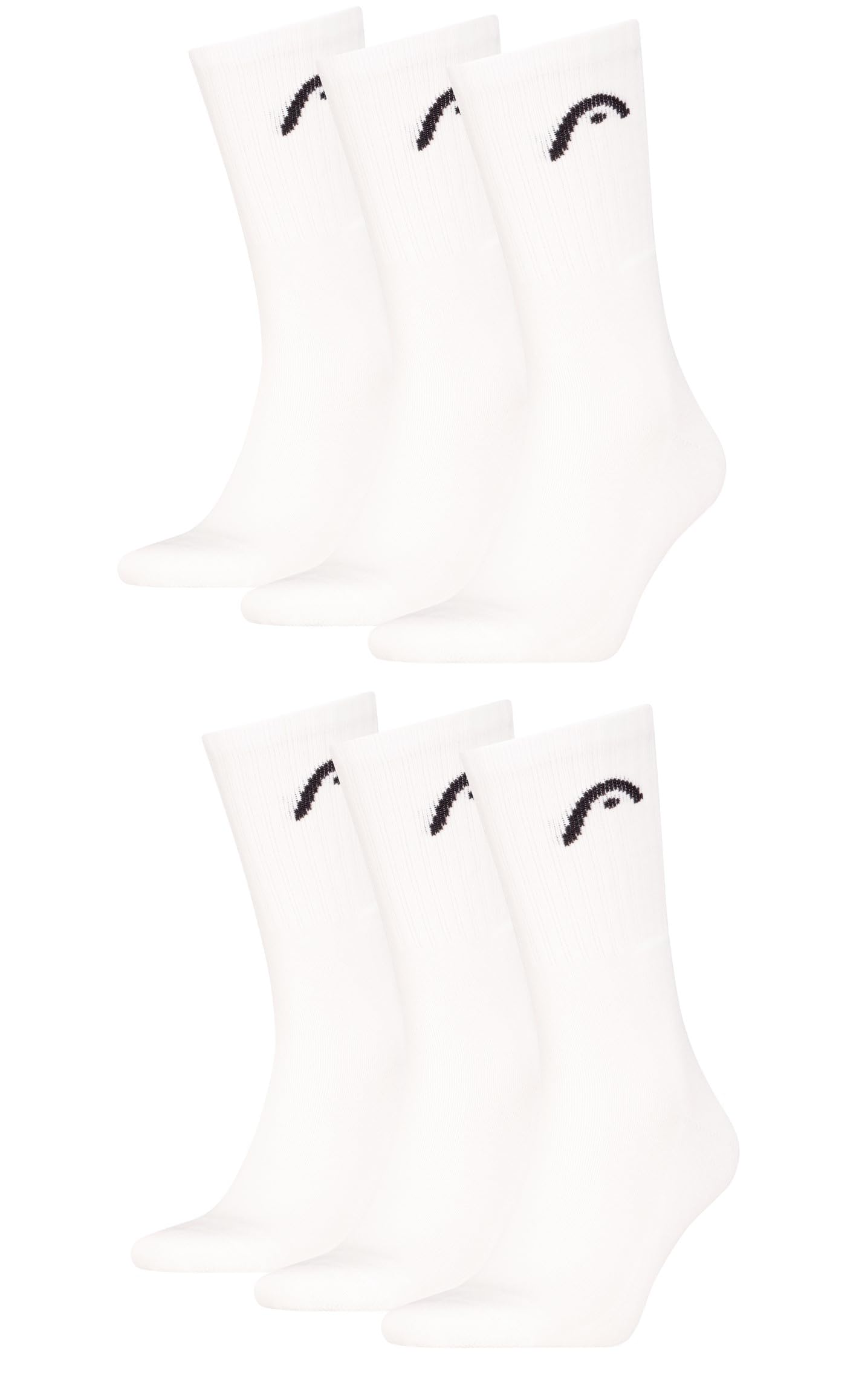 HEAD Men's Crew Sports Socks Pack of 6, -002 White, 43-46