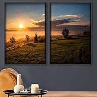 2 Piece Framed Canvas Wall Art Sunset in The Mountains Canvas Prints Home Artwork Decoration for Living Room,Bedroom - 16
