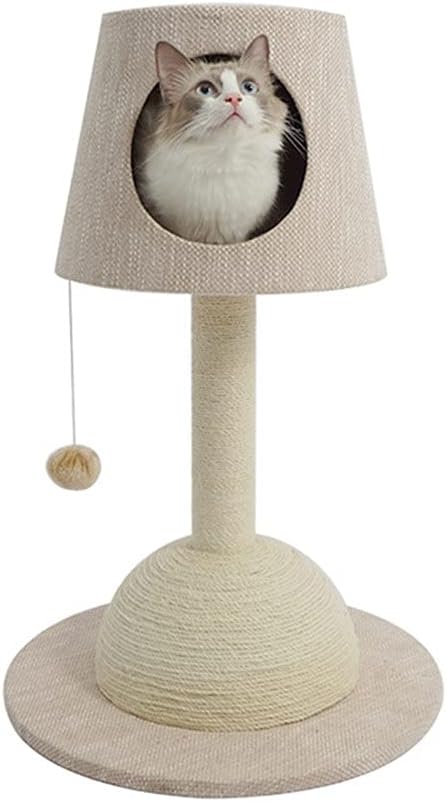 XLAIQ Productos para gatos Lámpara de mesa Marco de escalada para gatos Nido de gato Árbol para gatos Poste de agarre para gatos Barril de gato pequeño Soporte de madera maciza (Color : A)