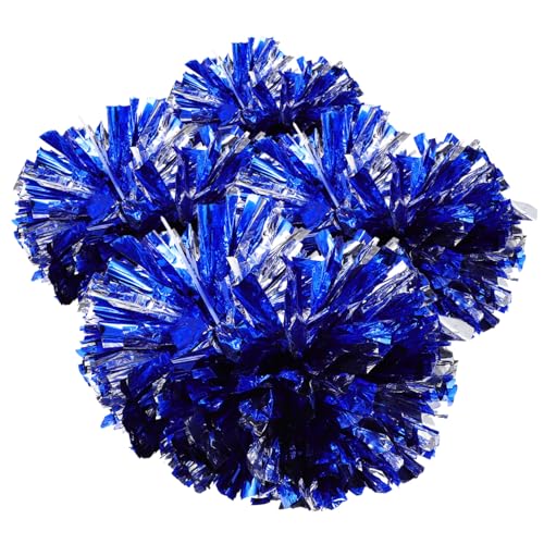 POPETPOP 4Pcs Portable Cheer Pom Poms Durable Metallic Cheerleading Props for Daily Sports Performance Events and Team Spirit Handle Mix