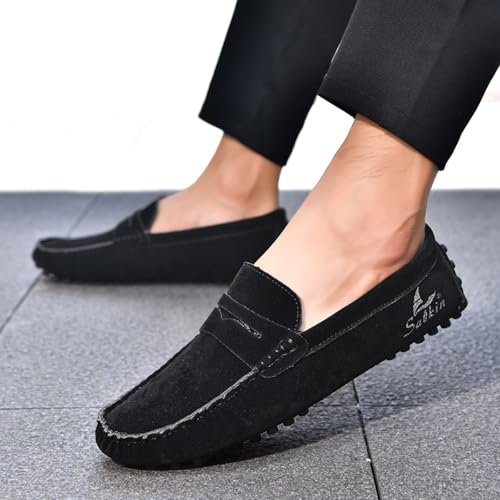 Men's Fashionable Driving Penny Loafers Suede Dress Moccasins Comfortable Casual Flat Boat Shoes2