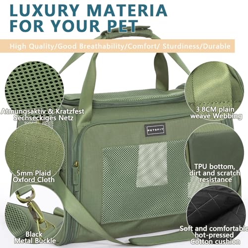 Petsfit Transportbox Katze Hund faltbar Transporttasche Hundetasche für Katzen Hunde, Hochwertige Tragetasche Hund Katze mit Schultergurt und weiches expandierbare Kissen,groß