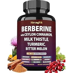 Berberine with Ceylon Cinnamon Supplement, Milk Thistle, Turmeric Bitter Melon for Digestion, Immunity & Entire Body Wellness. Organic Complex for Men & Women, Non-GMO, Gluten-Free, Vegan, USA
