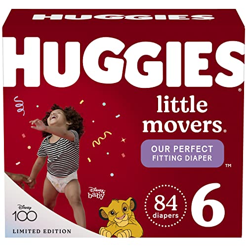 Image of Huggies Little Movers Baby Diapers, Size 6 (35+ lbs), 84 Ct