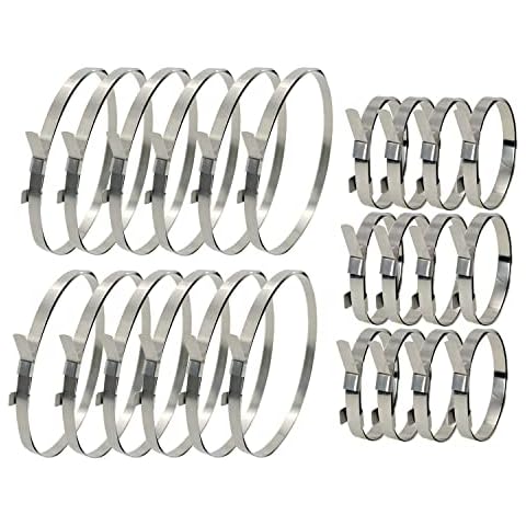 koxuyim Axle boot clamps 24PCS (12pcs Small+ 12pcs Large), Not easy breakage, Drive Shaft CV Boot Band Clamp,12 x 8.1", 12 x 14.2" Universal Adjustable Stainless Steel good for CV Boots & Joints Cover