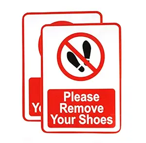 eSplanade Please Remove Your Shoes | No Shoes Allowed Sign Sticker Decal - Easy to Mount Weather Resistant Long Lasting Ink (Size 7.5