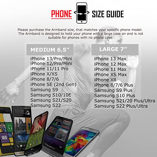 Reveresport Waterproof Running Armband For Phone With Case On (Otterbox, Lifeproof). Sports Phone Holder Compatible Iphone 14/13/12/11/Se/8 Samsung S23/S22/S21/S20 & More (Medium) #TOP6