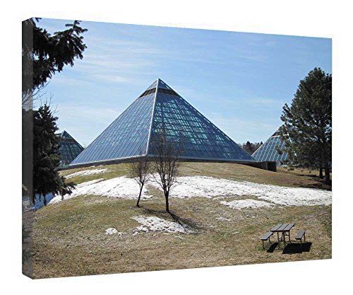 Toile pyramides bleues encadrée bois pour salon zen