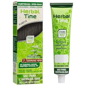 Herbal Time Henna Natürliches Farbcreme Für Haare – Henna Braun Haarfarbe Braun – Natürliches Schwarz Nº7 – Deckt Graue Haare Ab – Henna Haarfarbe Ohne Ammoniak, Sulfate, Parabene – 75 ml