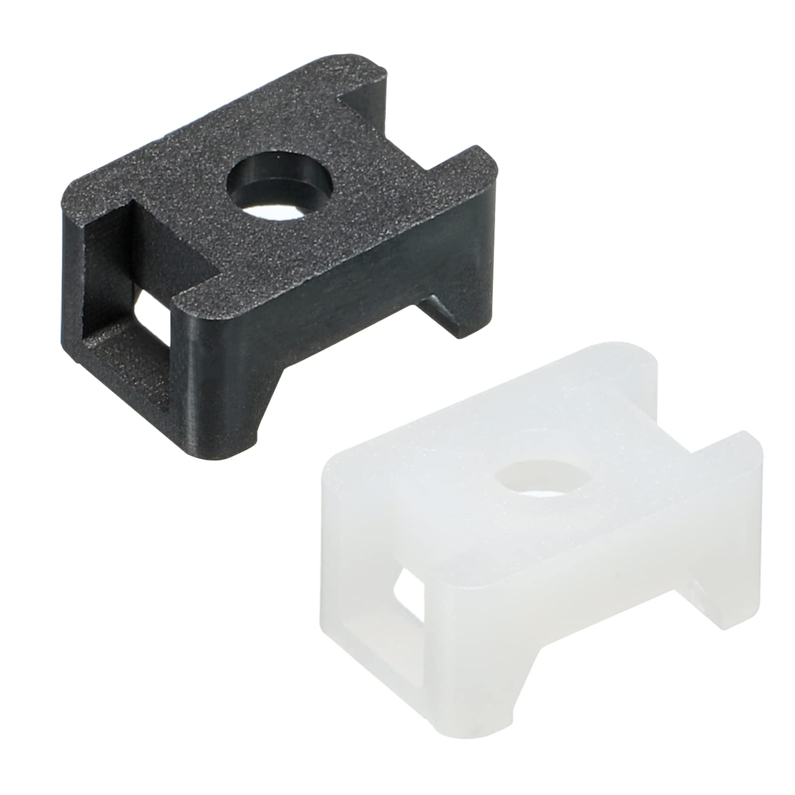 sourcing map Cable Tie Mount Base Saddle Type 3.5mm Screw Hole Dia Wire Holder 100 Pack Black and 50 Pack White for Wire Management