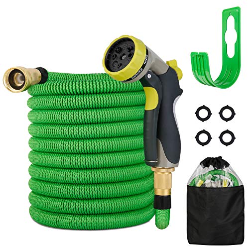 PHYSEN Garden Hose 50Ft Expandable Water Hose-Superior Triple Layer Latex Core&Latest Improved Fabric Protection&Durable Brass Connectors with 8 Way Hose Nozzles/2 Way Hose Splitter