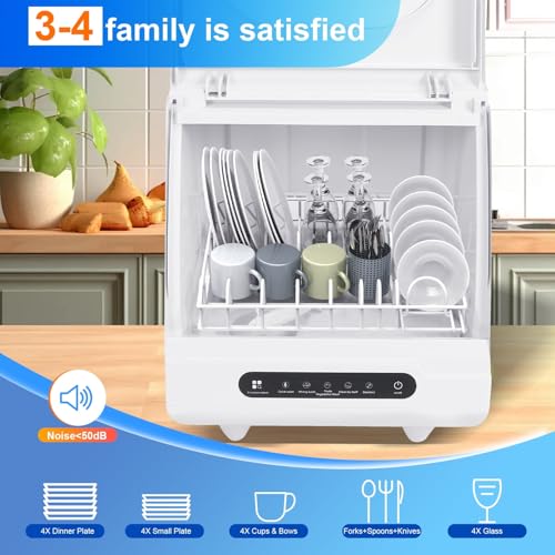 Mini lave-vaisselle compact 5 programmes avec séchage auto pour maison et studio - 4