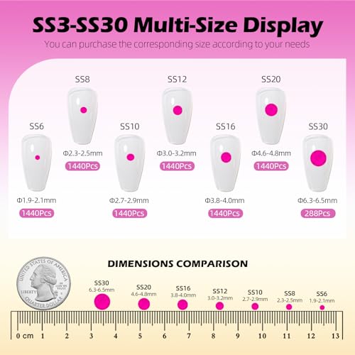 Image of Neon Rose Flatback Rhinestones, Glass Rhinestones for Nail Art and Craft, Glue Fix, Loose Crystal Gemstones(Neon Rose, SS8, 1440pcs, 2.3-2.5mm)