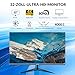 CRUA 32 Zoll IPS Gaming Monitor, UHD (3840 * 2160P) 4K 60HZ IPS 100% sRGB Professional Color Gamut Computer Monitor, 1msGTG with FreeSync, Low Blue Light, VESA Mountable(HDMI,DP)-Black