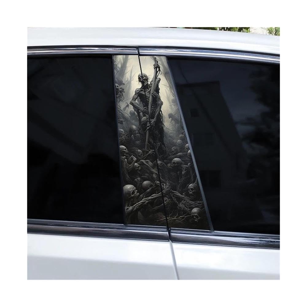 Car Parts 2pcs Grim Reaper Car B-Pillar Sticker DIY Vinyl Waterproof Car Door Pillar Decal(F)