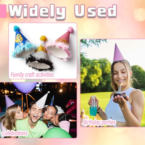 image for Woozettn 50 Pack White Paper Party Hats for Kids Birthday,White Cone H