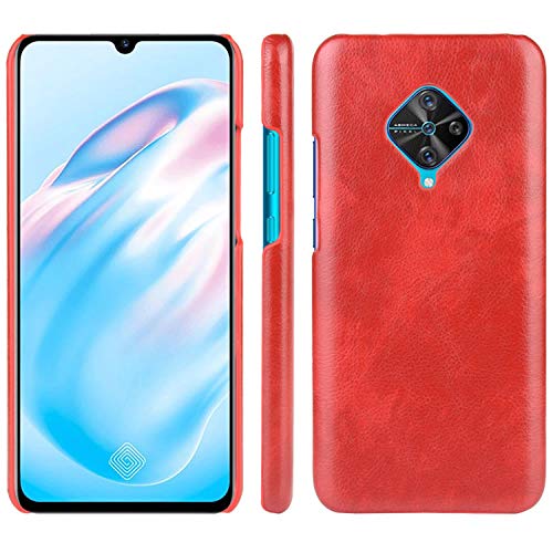 HualuBro Vivo S1 Pro Case, Vivo V17 Case, Retro PU Leather Ultra Slim Shockproof Back Bumper Protective Case Cover for Vivo S1 Pro/Vivo V17 Phone Case (Red)