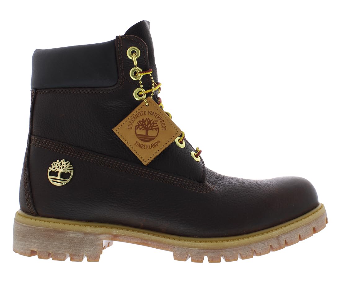 Timberland Premium 6 Inch Lace Waterproof Leather Boot Mens Shoes Size 11.5, Color: Dark Brown/Full Grain Brown