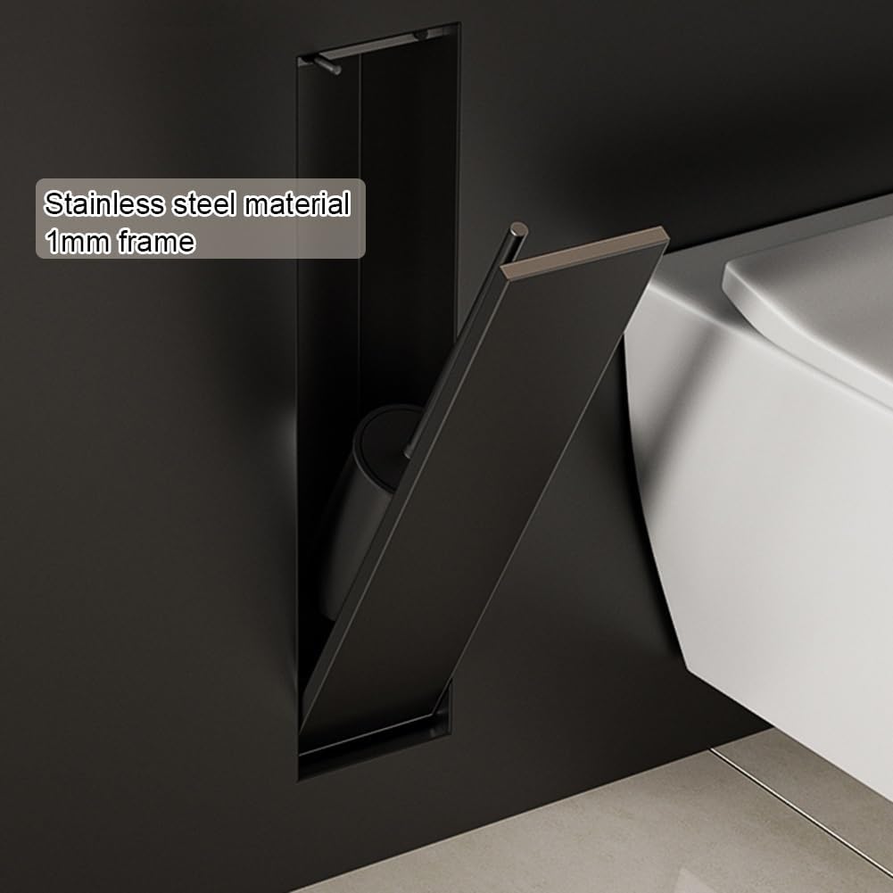 Uchwyt na szczotkę toaletową ze stali nierdzewnej – elegancki, niewidoczny design do nowoczesnych łazienek i hoteli, oszczędność miejsca, czarne akcesoria, trwały i stylowy nizer łazienkowy