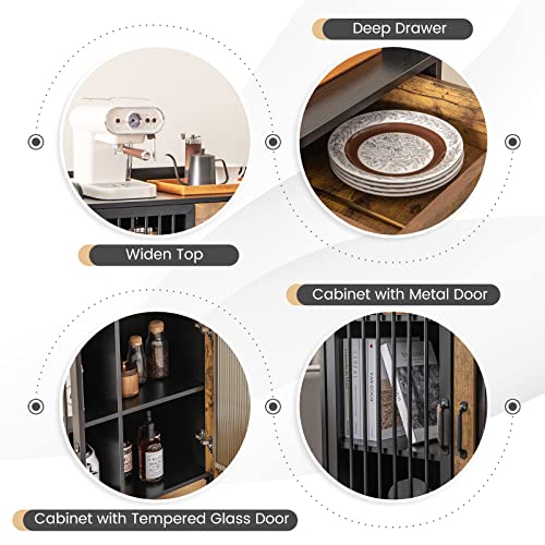 Loko Industrial Buffet Cabinet With Storage, Rustic Sideboard With Two Cabinets & A Drawer, Coffee Bar Cabinet With Storage For Living Room, 31.5 X 16 X 39.5 Inches #TOP3