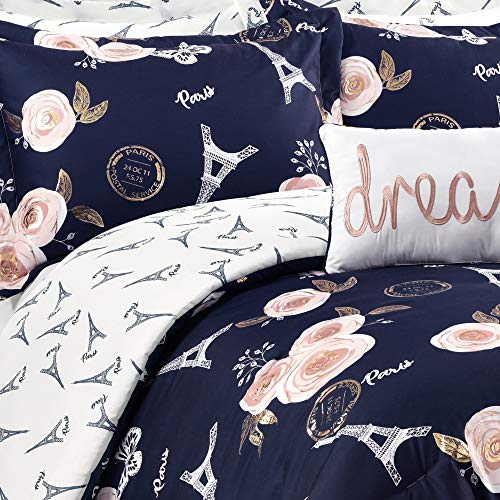Ropa de cama de mariposa rosa reversible con edredón transpirable 7