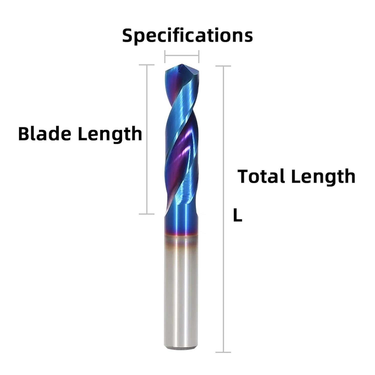 HRC65 Tungsten Carbide Drills Bit for Hard Metal CNC Lathe Steel 1.0mm-20mm 1Pcs(14.3mmx40x80L)