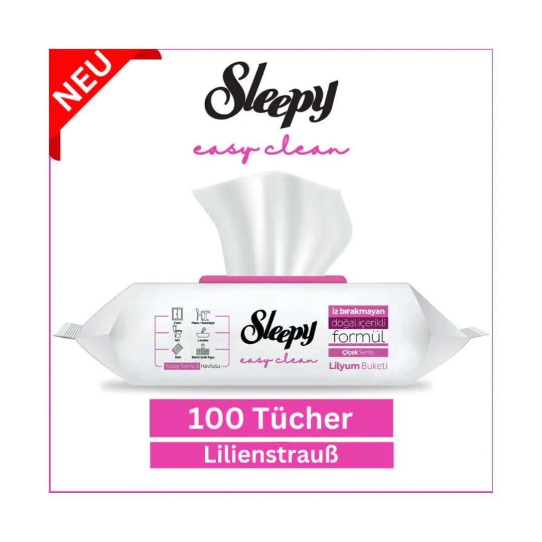 3 paquets de lingettes Sleepy Easy Clean – 100 lingettes par couleur – Fleurs de cerisier, bouquet de lys et jardin d'orchidées : sans chlore et végétal + protection d'expédition HeartGlobal