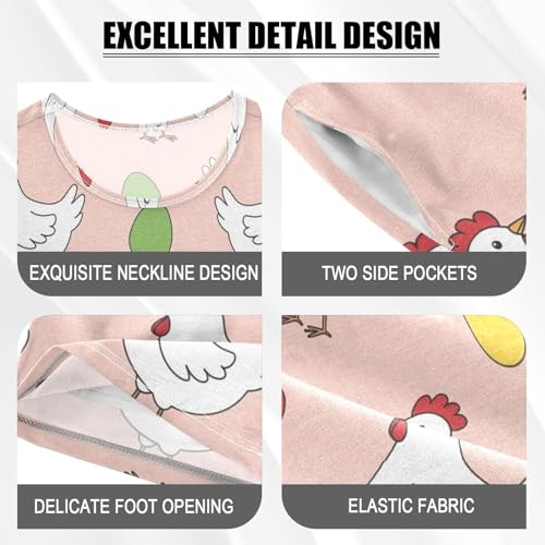 Pajama Short Sets Chicken Eggs Pattern Print Soft Cotton Summer Sleepwear 2 Piece PJS Size 5-14T3