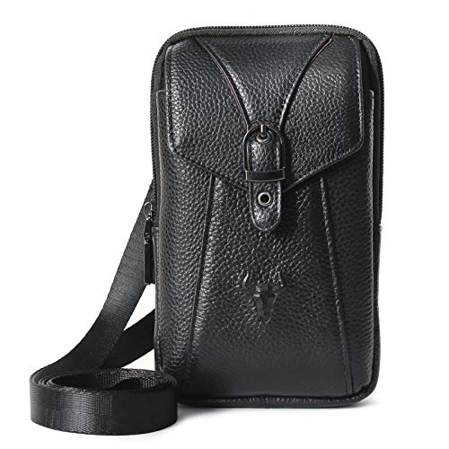 Tactical iPhone 7 Plus Cases Holsters Leather Messenger Bag Travel Waist Pack (Black 21851)